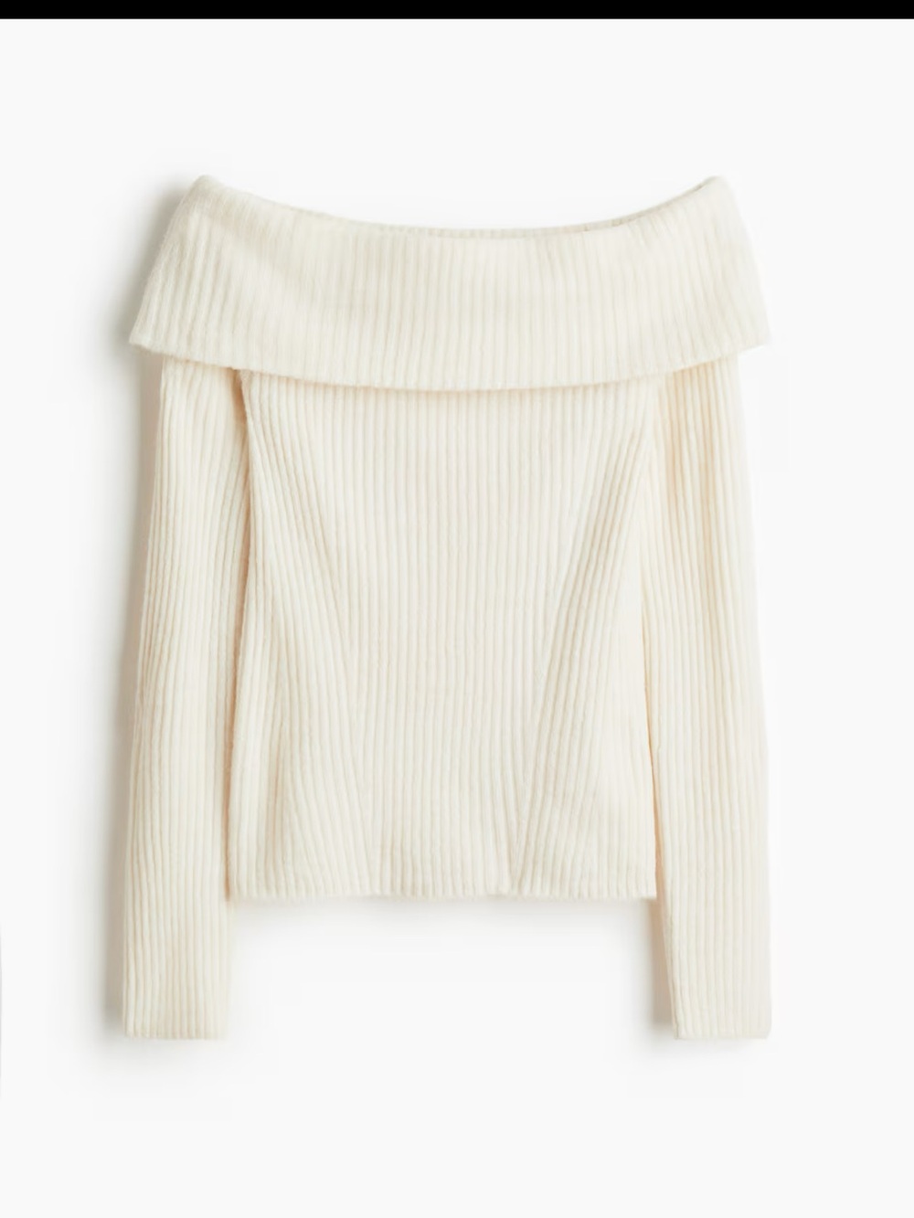 H&M Off-the-Shoulder Ribbed Sweater - Cream